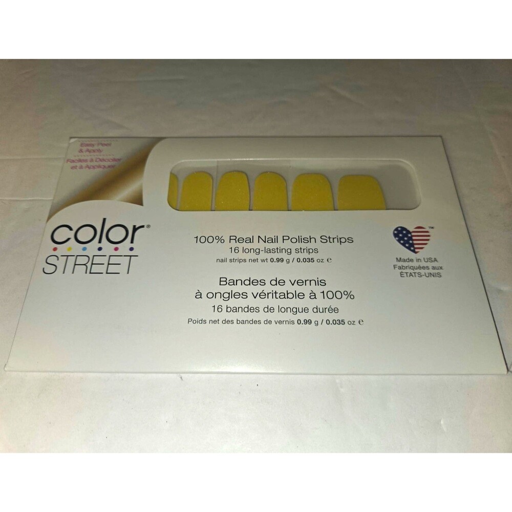 Color Street Press-On Nail Polish Strips Yellow Glitter Lemon Drop Square Long